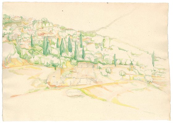 The ancient sight of Messini, watercolour on paper