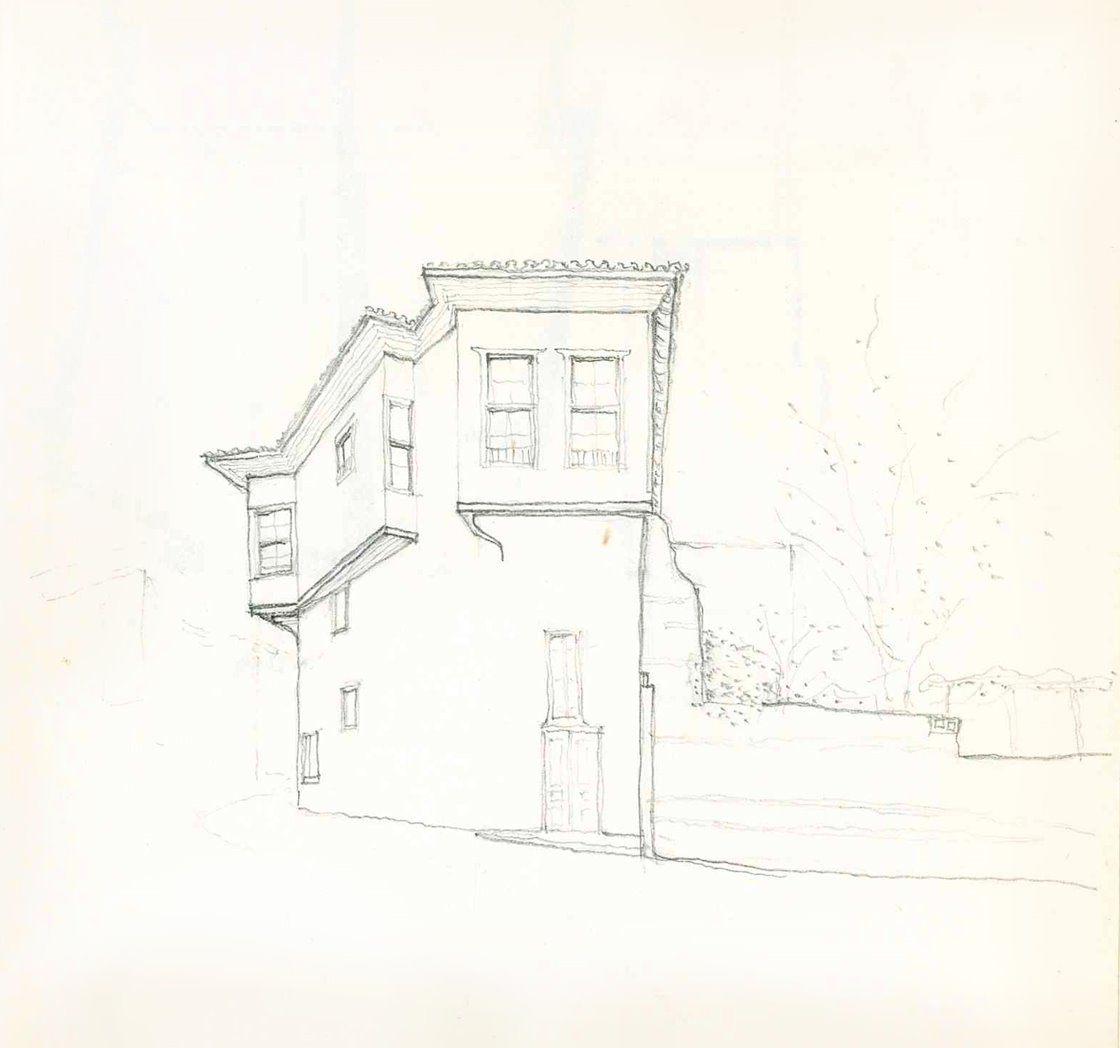 Türkisches Haus in Antalya, Bleistiiftzeichnung